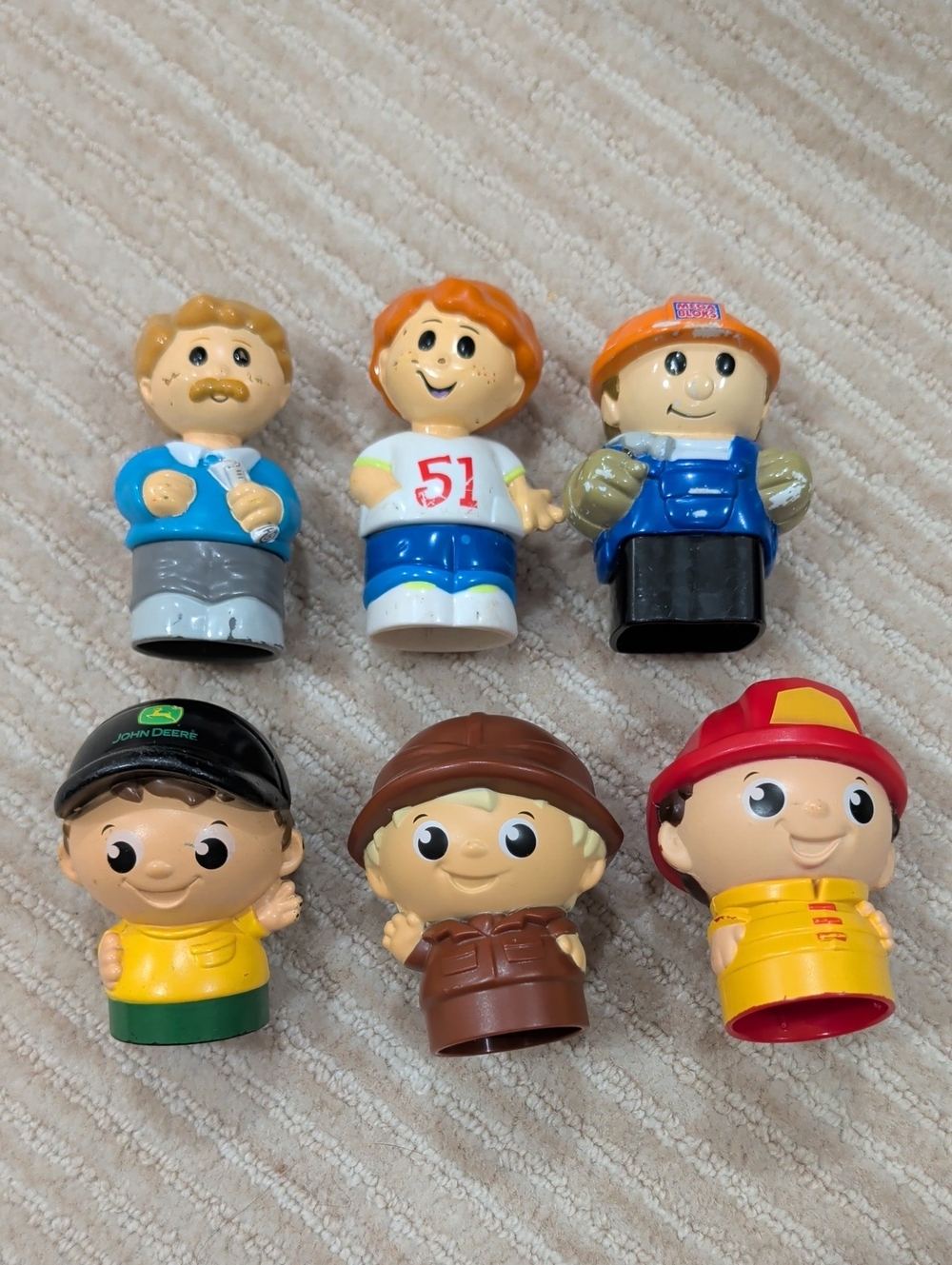 Multi-Brand Toddler Replacement Figure Lot of 6 - Mega Bloks & John Deere Tomy